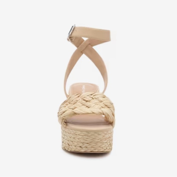 Marc Fisher $99 Steel Sandal BOHO Jute Raffia Block Heel Platform Size 10 NWT - Picture 3 of 9